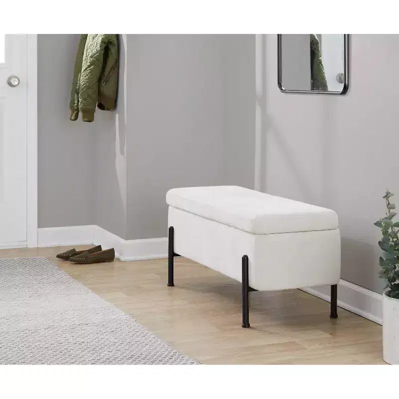 LumiSource Daniella Bench Black Metal/Cream Fabric