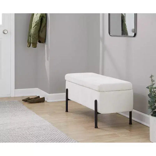 LumiSource Daniella Bench Black Metal/Cream Fabric