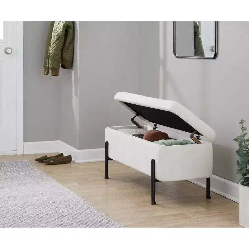 LumiSource Daniella Bench Black Metal/Cream Fabric