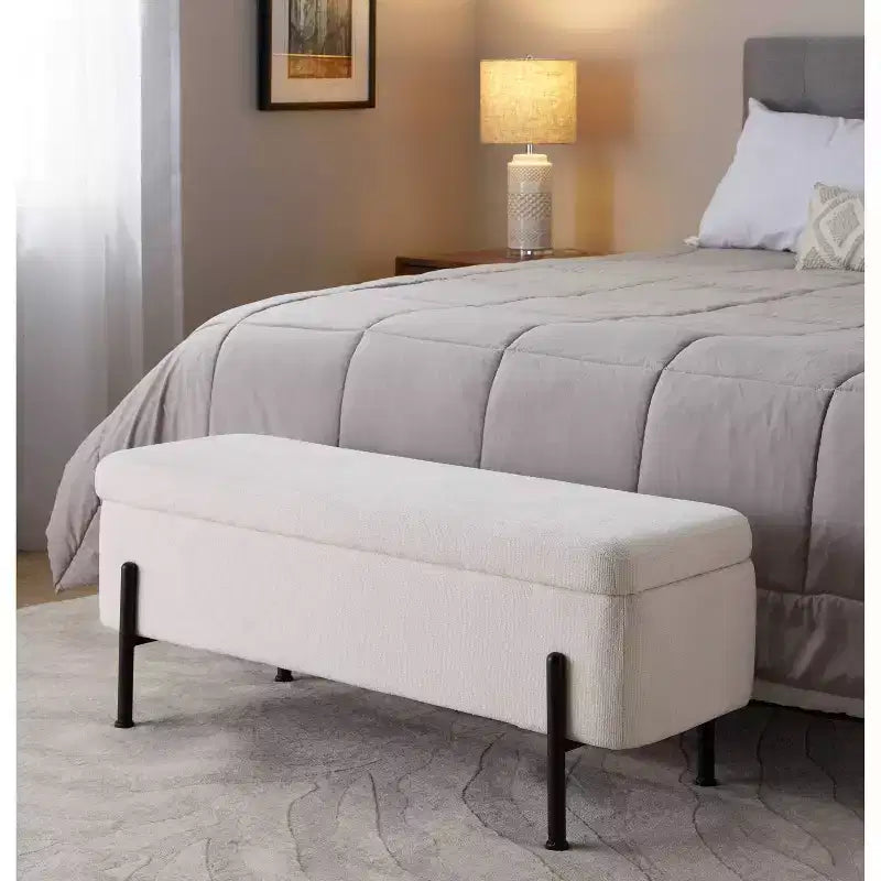 LumiSource Daniella Bench Black Metal/Cream Fabric