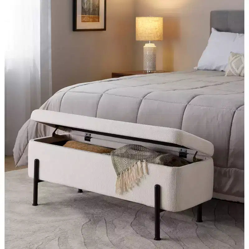 LumiSource Daniella Bench Black Metal/Cream Fabric