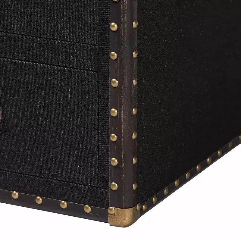 Baxton Studio Mallison Canvas 3 Drawer End Table Black/Brown
