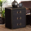 Baxton Studio Mallison Canvas 3 Drawer End Table Black/Brown