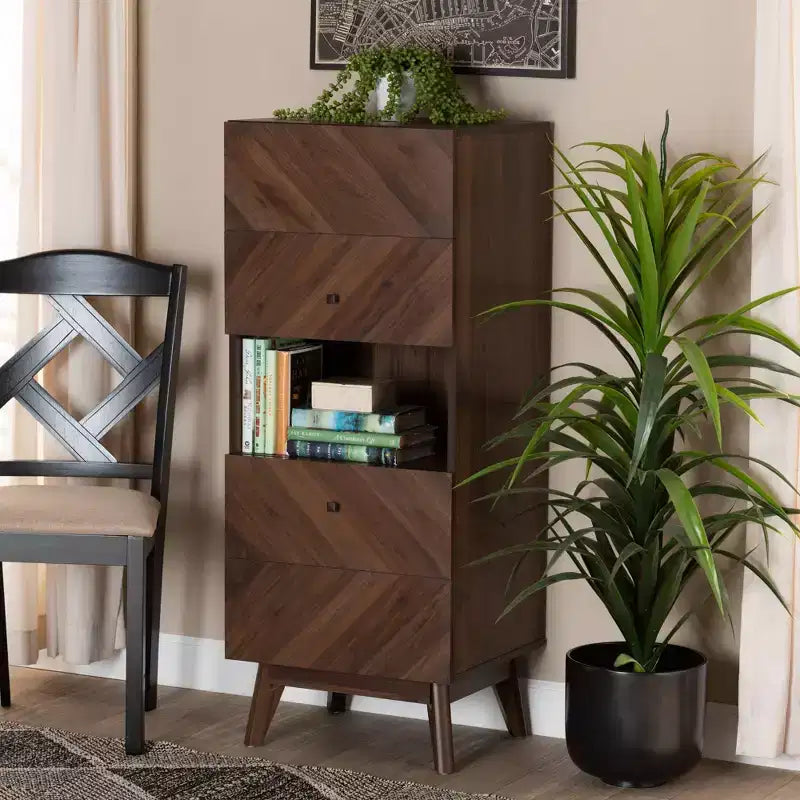 Hartman Wood Storage Cabinet Walnut Brown - Baxton Studio