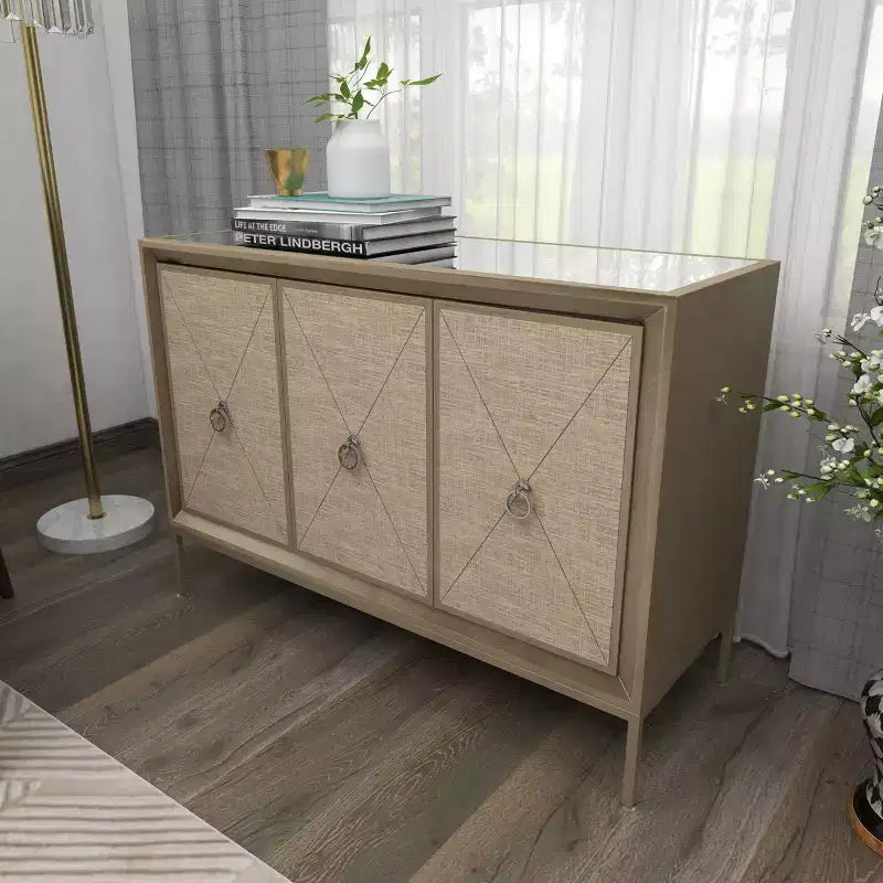 Glam Wood Cabinet Gray - Olivia & May: Stylish Indoor Storage with 2 Shelves, No Assembly Required