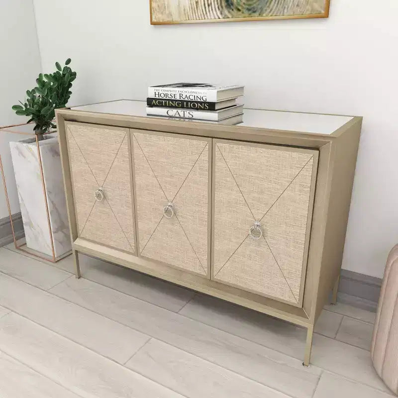 Glam Wood Cabinet Gray - Olivia & May: Stylish Indoor Storage with 2 Shelves, No Assembly Required