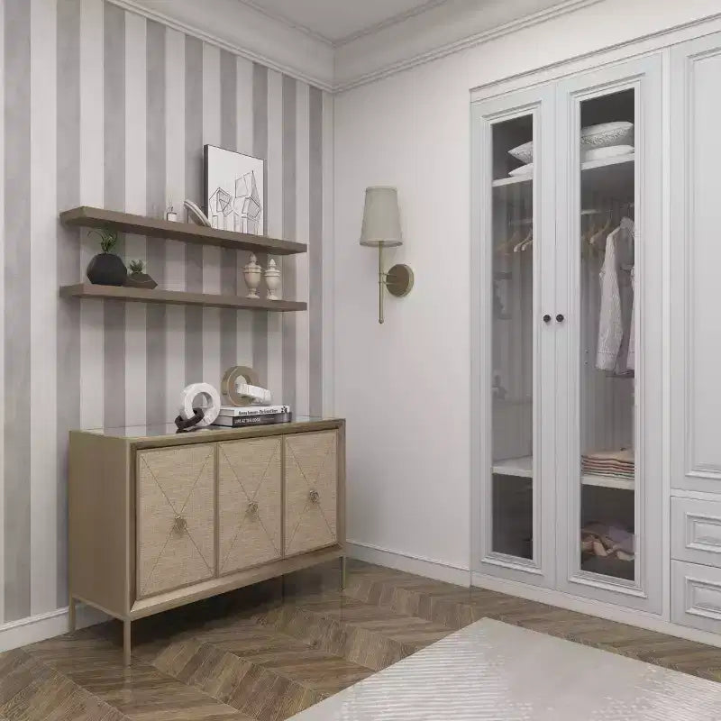 Glam Wood Cabinet Gray - Olivia & May: Stylish Indoor Storage with 2 Shelves, No Assembly Required