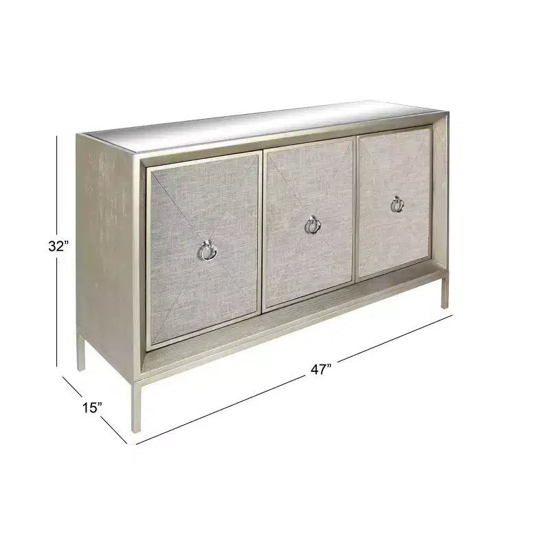 Glam Wood Cabinet Gray - Olivia & May: Stylish Indoor Storage with 2 Shelves, No Assembly Required