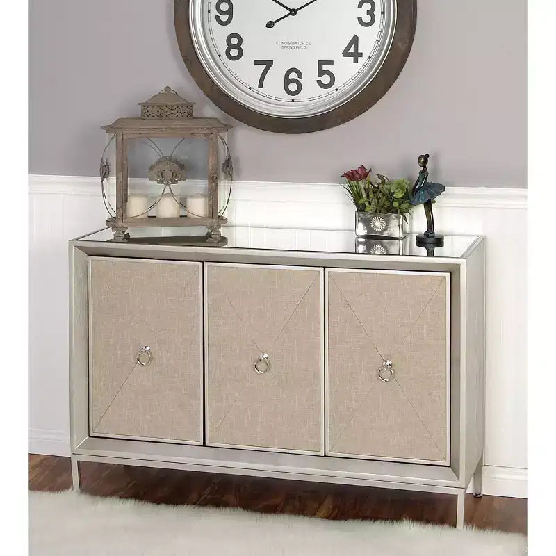 Glam Wood Cabinet Gray - Olivia & May: Stylish Indoor Storage with 2 Shelves, No Assembly Required