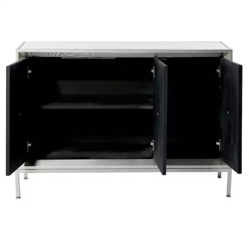 Glam Wood Cabinet Gray - Olivia & May: Stylish Indoor Storage with 2 Shelves, No Assembly Required