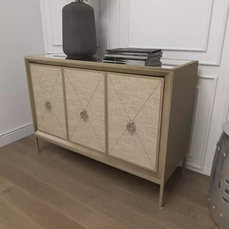 Glam Wood Cabinet Gray - Olivia & May: Stylish Indoor Storage with 2 Shelves, No Assembly Required