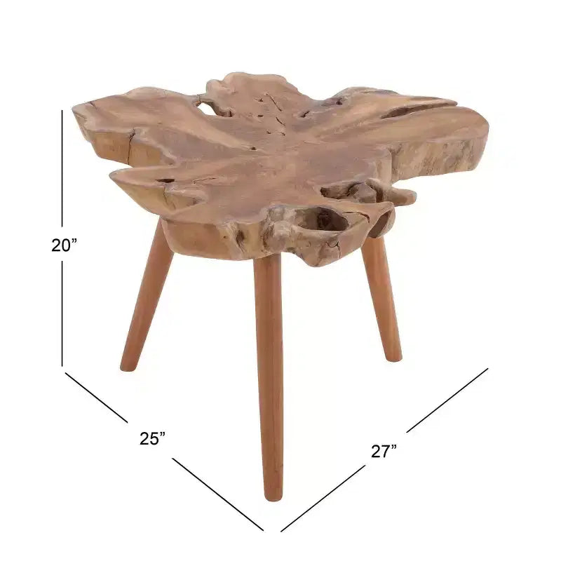 Rustic Solid Teak Wood Accent Table Brown - Olivia & May