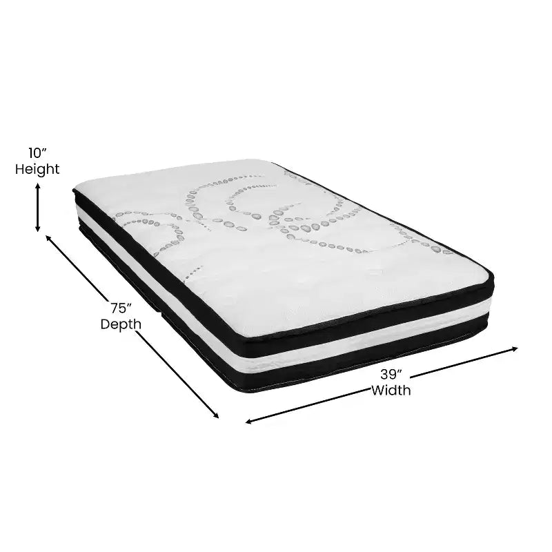 Flash Furniture Capri Comfortable Sleep 10 Inch CertiPUR-US Certified Hybrid Pocket Spring Mattress, Mattress in a Box
