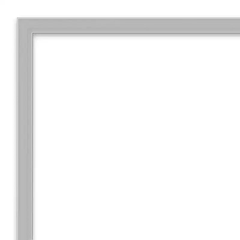 Hera Brushed Framed Bathroom Vanity Wall Mirror Chrome - Amanti Art