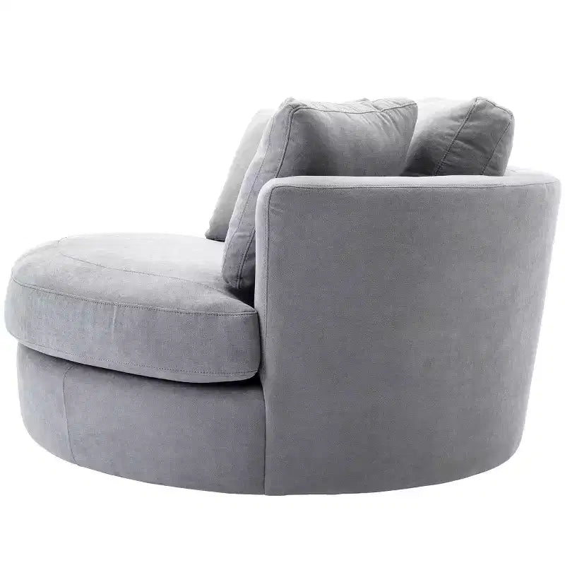 54 Wide Fully Assembled Round Swivel Barrel Chair and a Half - Kinwell