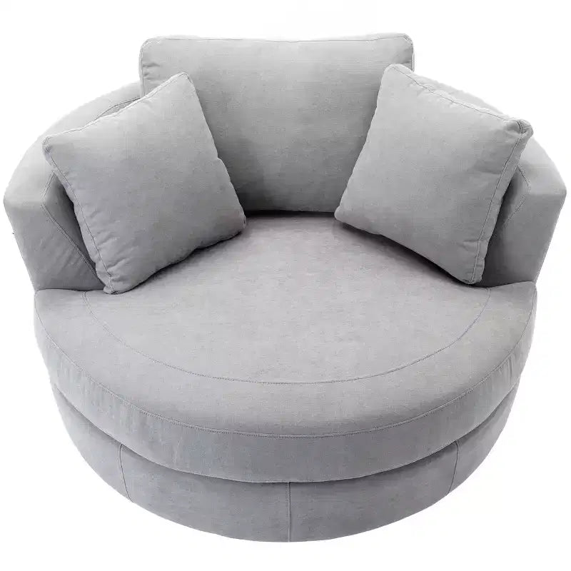 54 Wide Fully Assembled Round Swivel Barrel Chair and a Half - Kinwell