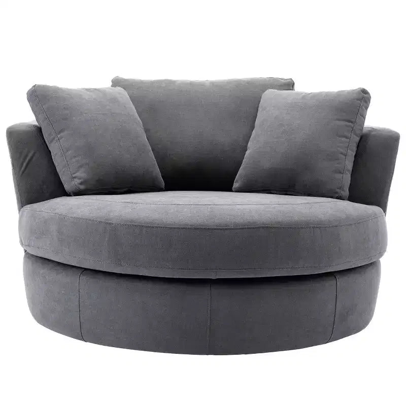 54 Wide Fully Assembled Round Swivel Barrel Chair and a Half - Kinwell