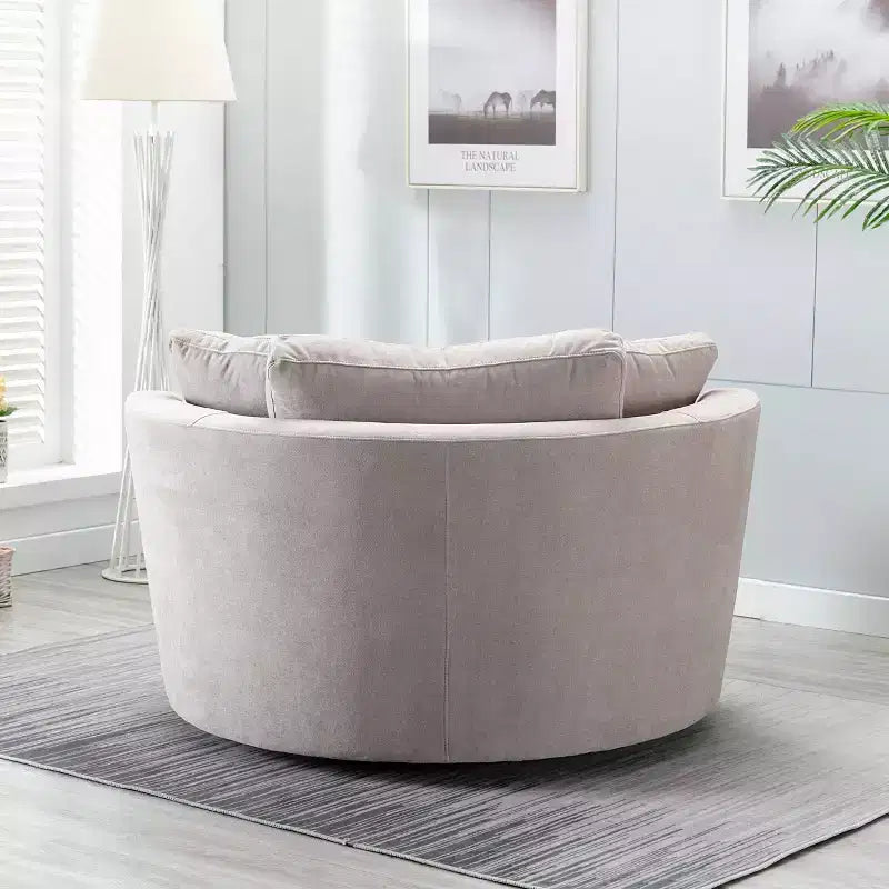 54 Wide Fully Assembled Round Swivel Barrel Chair and a Half - Kinwell