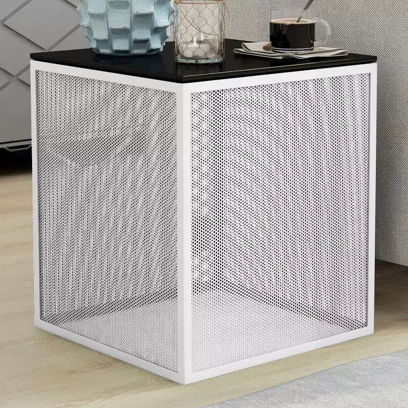 24/7 Shop At Home Dervock Glass Top Side Table with Glass Top