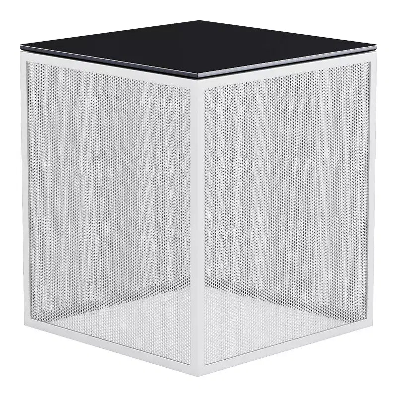 24/7 Shop At Home Dervock Glass Top Side Table with Glass Top