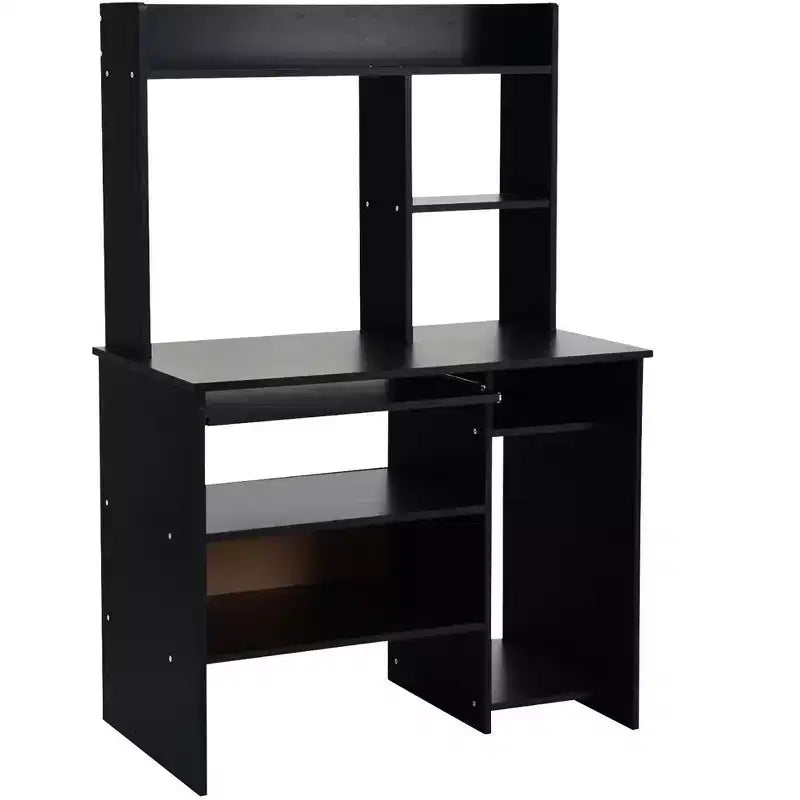 Costway Computer Desk Study Bookcase Workstation with Charging Station Hutch & CPU Stand
