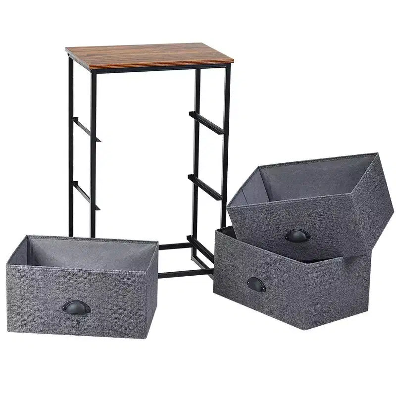 Costway 3 Drawer Nightstand Side Table Storage Tower Dresser Chest Home Office Furniture