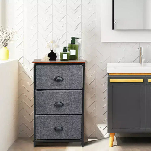 Costway 3 Drawer Nightstand Side Table Storage Tower Dresser Chest Home Office Furniture