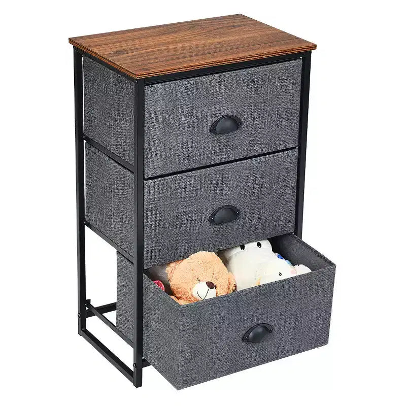 Costway 3 Drawer Nightstand Side Table Storage Tower Dresser Chest Home Office Furniture