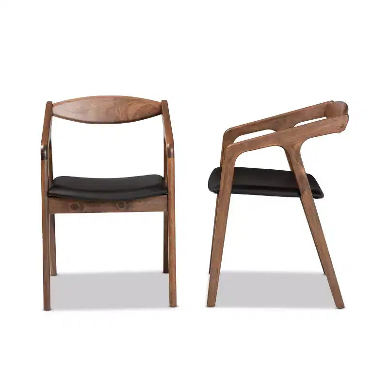 2pc Harland Faux Leather Upholstered and Wood Dining Chair Set - Baxton Studio