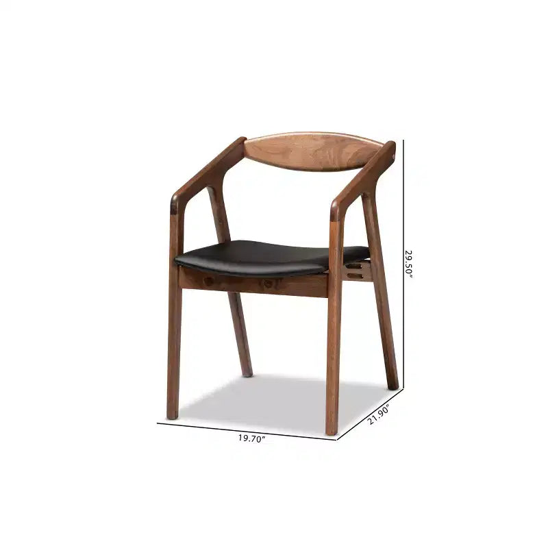 2pc Harland Faux Leather Upholstered and Wood Dining Chair Set - Baxton Studio