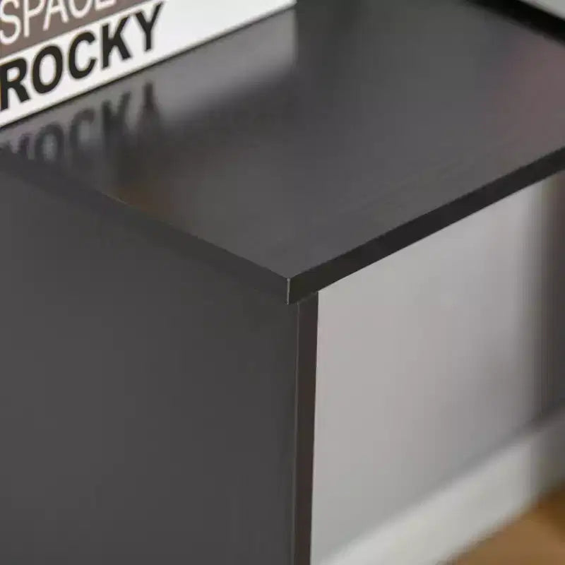 HOMCOM L Shaped Corner Computer Desk Workstation with Rotating Storage Shelves and Drawer for Home & Office