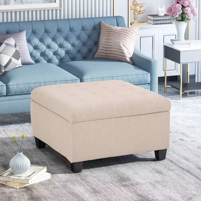 Isabella Contemporary Tufted Fabric Storage Ottoman - Christopher Knight Home