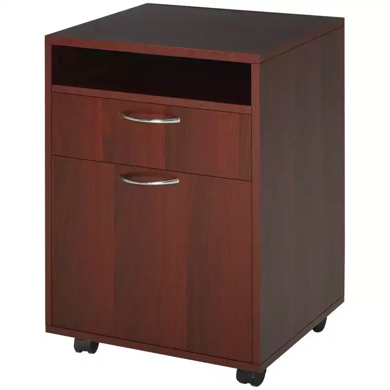 HOMCOM Mobile Storage Cabinet Organizer with Drawer and Cabinet, Printer Stand with Castors