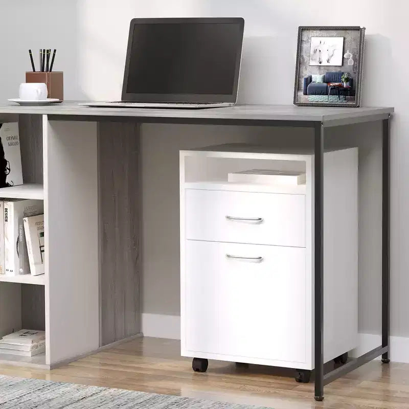 HOMCOM Mobile Storage Cabinet Organizer with Drawer and Cabinet, Printer Stand with Castors