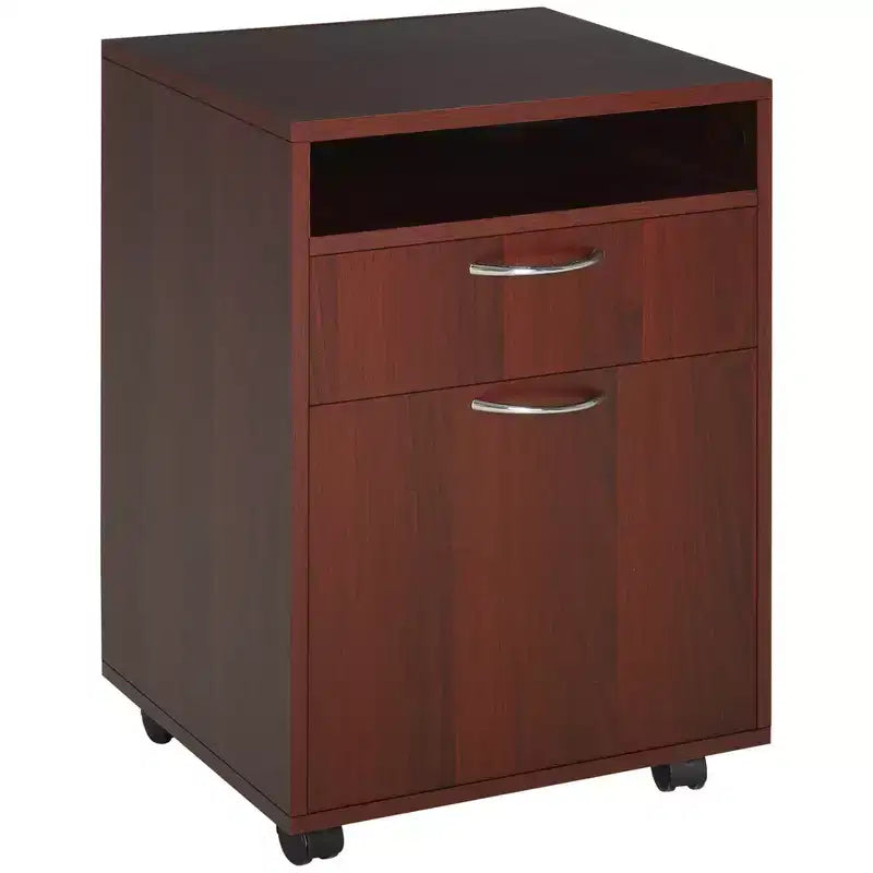 HOMCOM Mobile Storage Cabinet Organizer with Drawer and Cabinet, Printer Stand with Castors