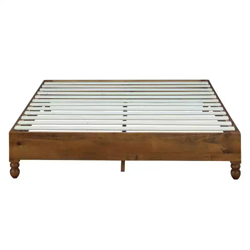 MUSEHOMEINC 12 Inch Solid Pine Wood Platform Bed Frame with Wooden Slats, Queen