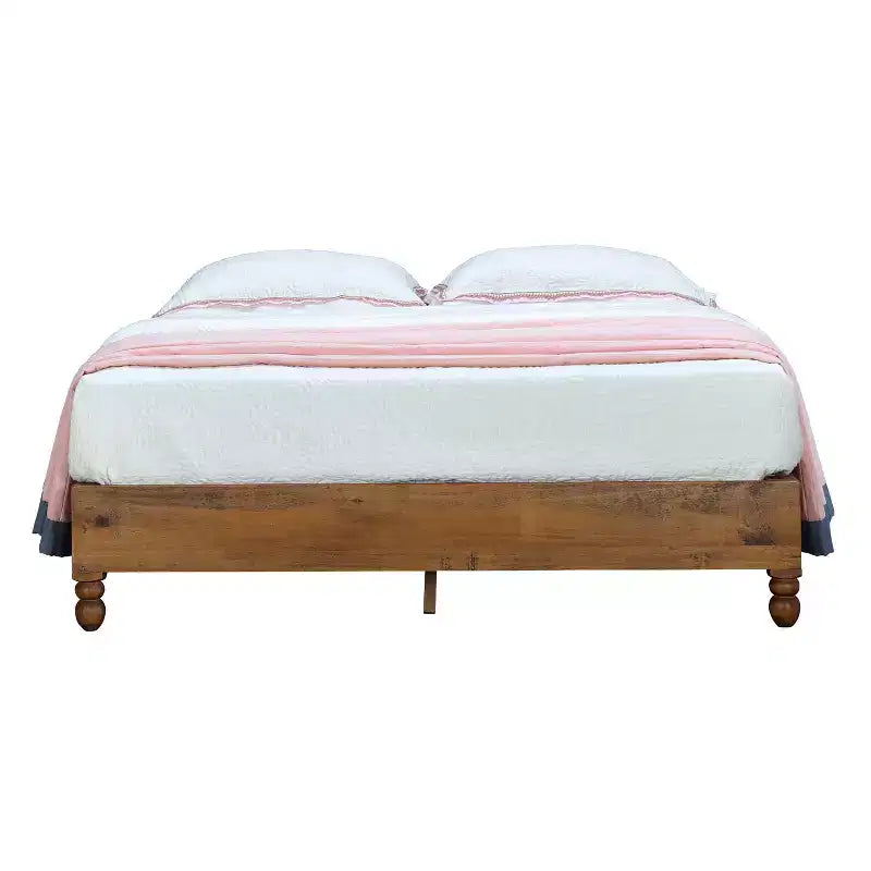 MUSEHOMEINC 12 Inch Solid Pine Wood Platform Bed Frame with Wooden Slats, Queen
