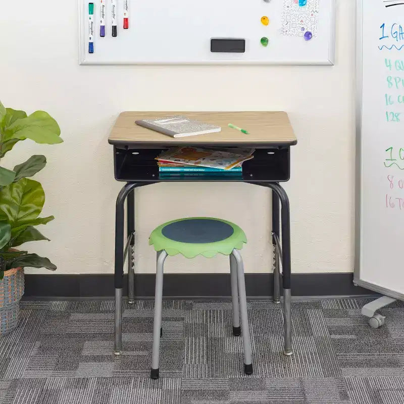 ECR4Kids Open Front Desk with Metal Storage Book Box, Adjustable, Classroom Furniture