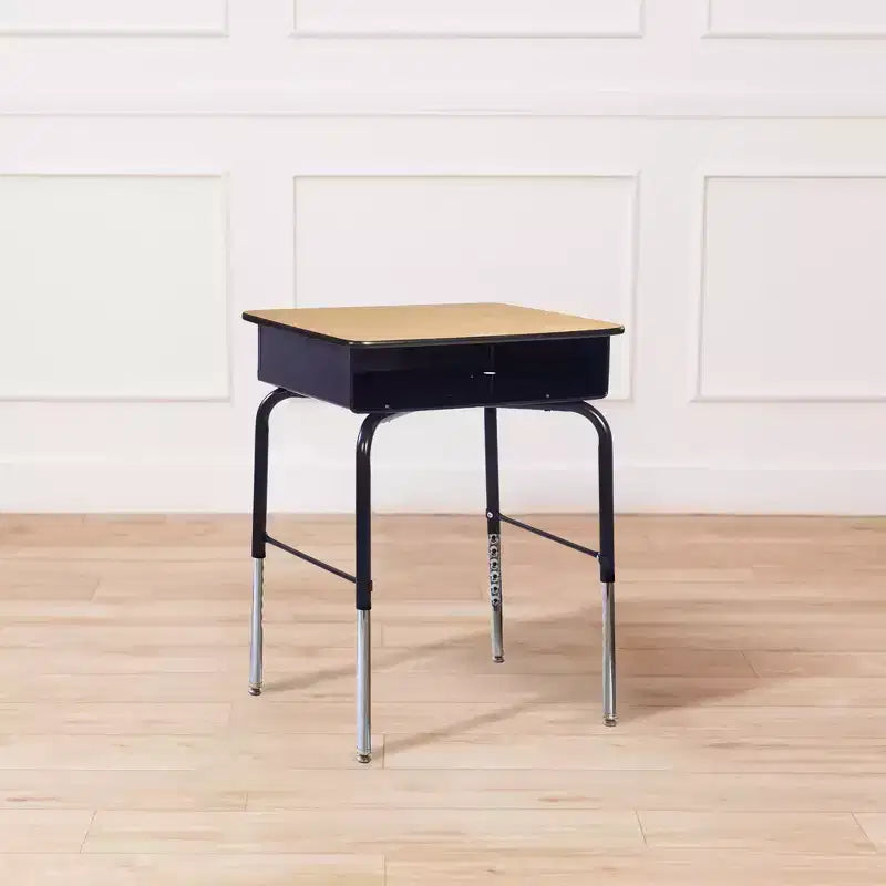 ECR4Kids Open Front Desk with Metal Storage Book Box, Adjustable, Classroom Furniture