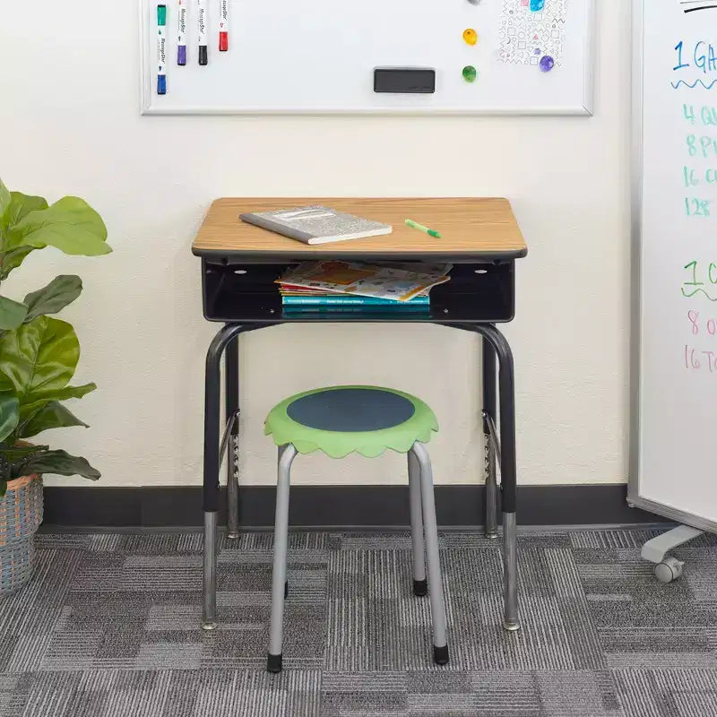 ECR4Kids Open Front Desk with Metal Storage Book Box, Adjustable, Classroom Furniture
