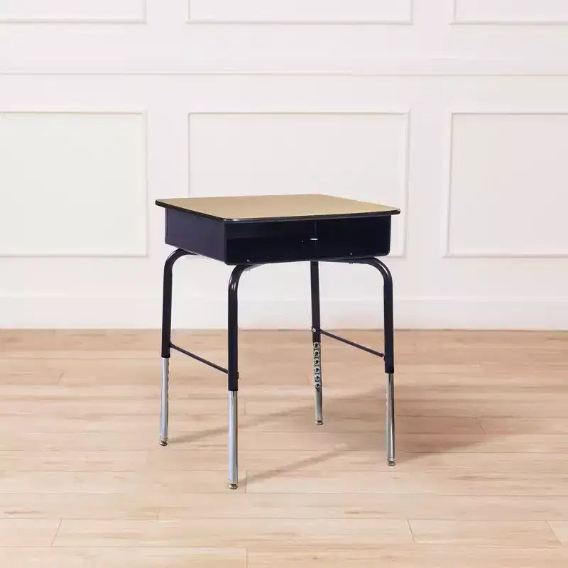 ECR4Kids Open Front Desk with Metal Storage Book Box, Adjustable, Classroom Furniture