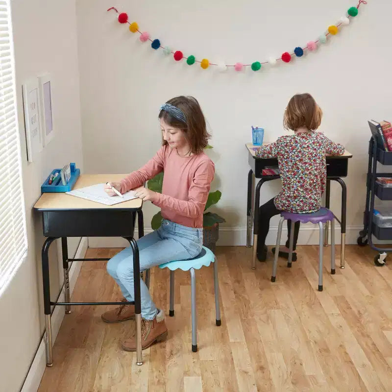 ECR4Kids Open Front Desk with Metal Storage Book Box, Adjustable, Classroom Furniture