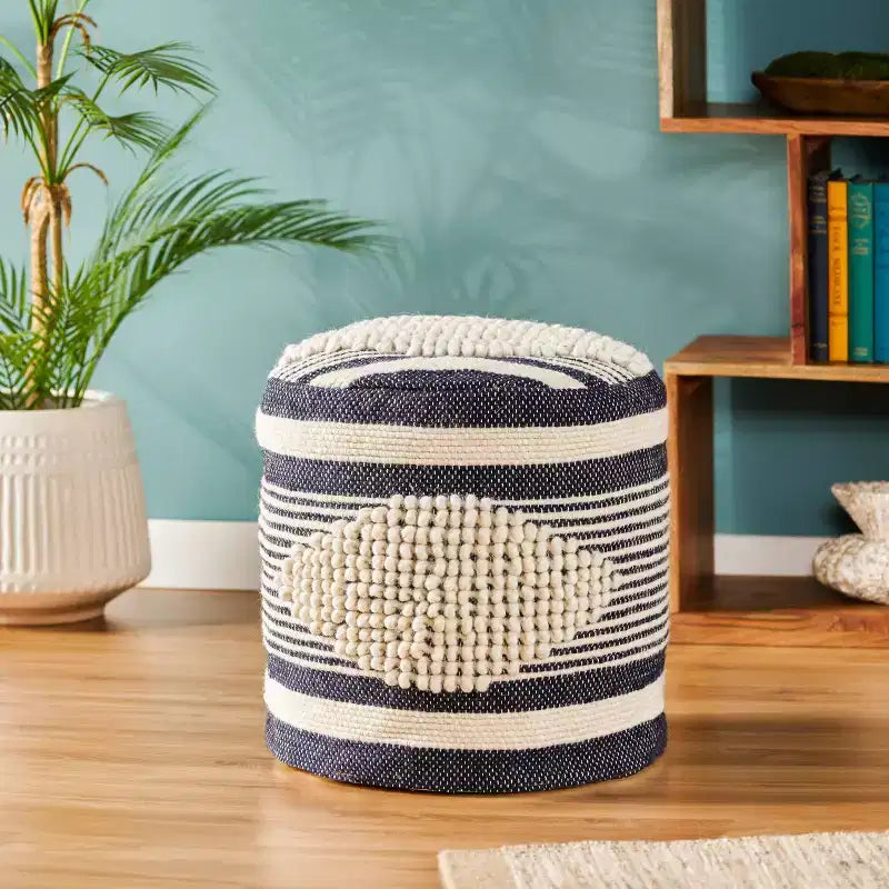 Lucknow Boho Handcrafted Fabric Cylinder Pouf - Christopher Knight Home
