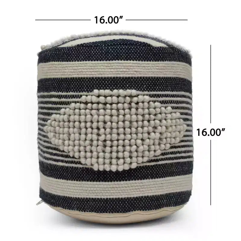 Lucknow Boho Handcrafted Fabric Cylinder Pouf - Christopher Knight Home
