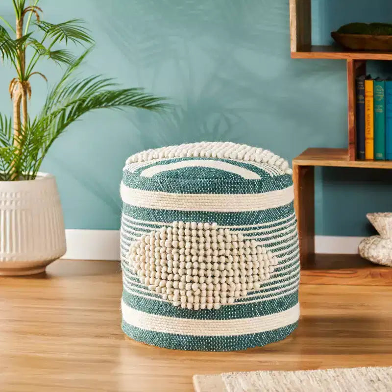 Lucknow Boho Handcrafted Fabric Cylinder Pouf - Christopher Knight Home