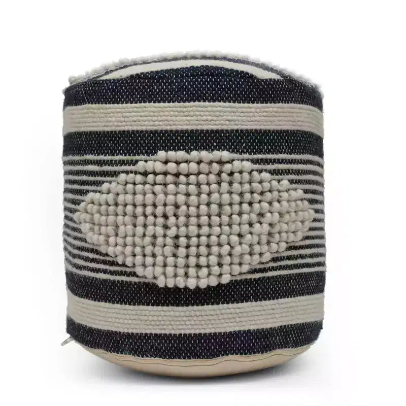 Lucknow Boho Handcrafted Fabric Cylinder Pouf - Christopher Knight Home