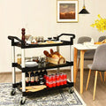 Costway 3-Shelf Utility Service Cart Aluminum Frame 490lbs Capacity w/ Casters