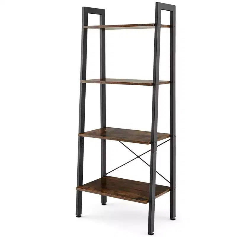 Costway 4-Tier Bookshelf Industrial Display Storage Shelf Plant Flower Stand Metal Frame