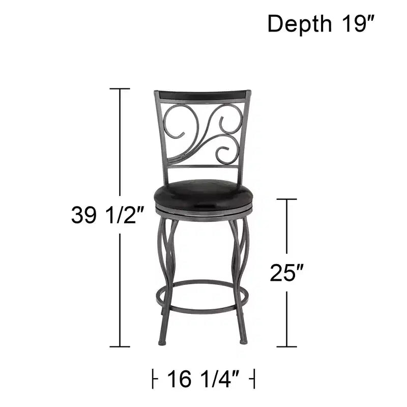 55 Downing Street Brown Swivel Bar Stools 24 7/8 High Set of 2 Traditional with Backrest Footrest Kitchen Counter Height Island