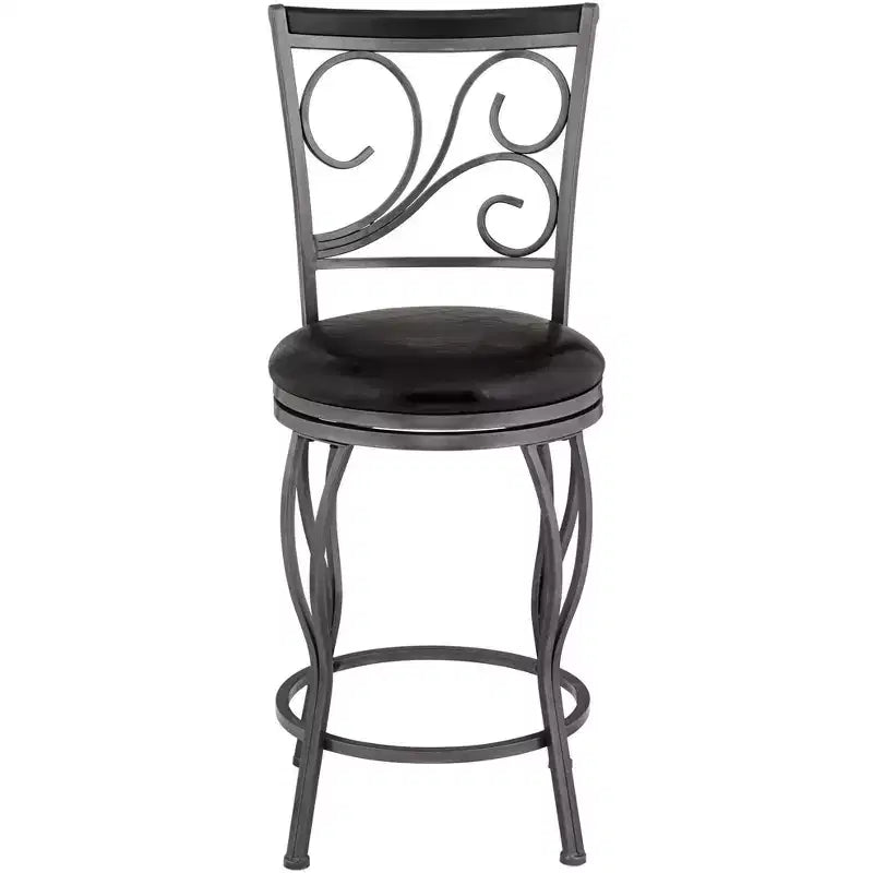 55 Downing Street Brown Swivel Bar Stools 24 7/8 High Set of 2 Traditional with Backrest Footrest Kitchen Counter Height Island